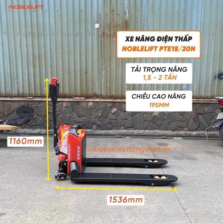 Kích thước xe nâng điện thấp pte15n noblelift