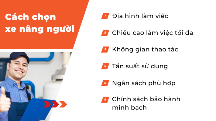 Tiêu chí chọn xe nâng người