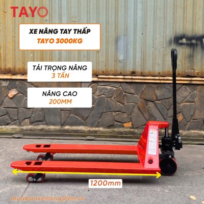 Kích thước xe nâng tay 3 tấn Tayo