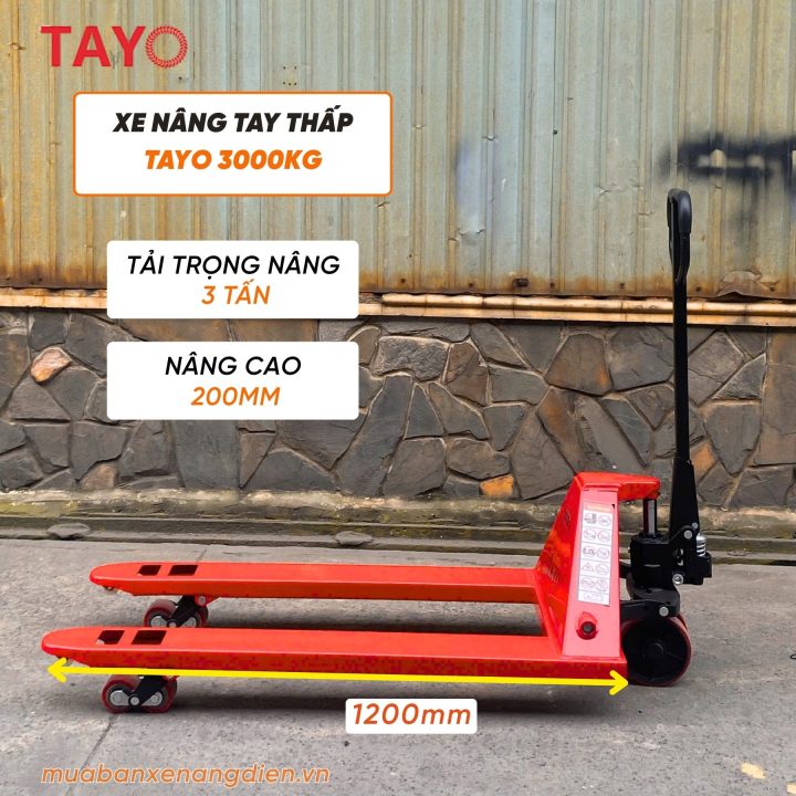 Kích thước xe nâng tay 3 tấn Tayo