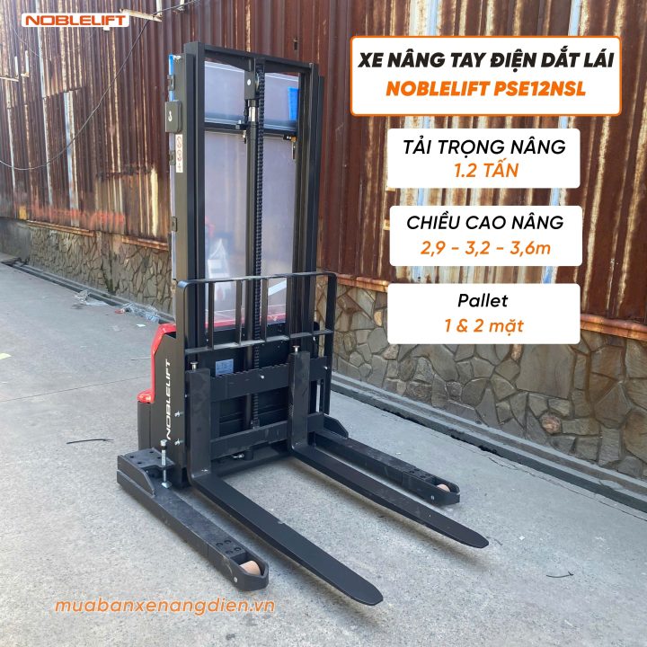 Xe nâng điện dắt lái chân rộng 1.2 tấn Noblelift