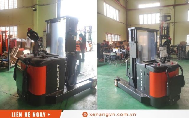 Model xe nâng điện đứng lái đem lại nhiêù lợi ích
